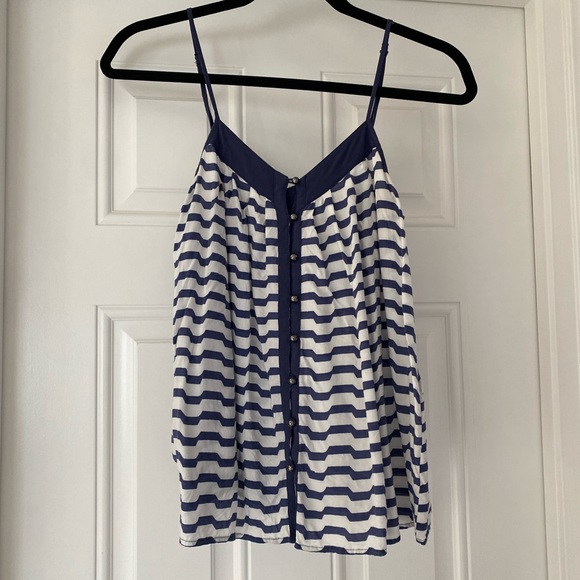 Women’s Naked Zebra stripe blue white button down tank top size small - Picture 2 of 8